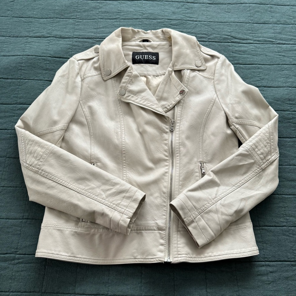 Guess Faux Leather Moto Jacket Size L